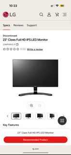 電腦 mon LG 23" Class Full HD IPS LED Monitor 23MP68VQ-P64179191116033110