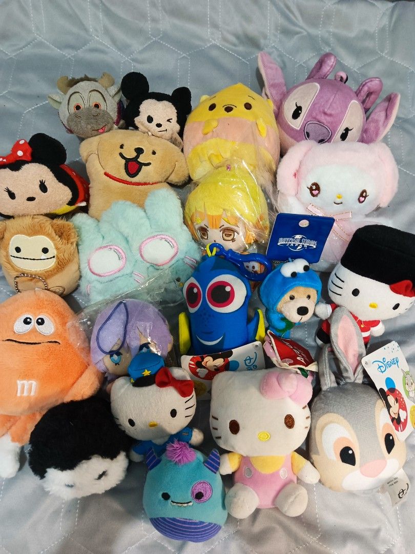 Assorted Soft Charms, Keychains, Plush Charms (Category: Plushies & Soft Toys) located in Santa Rosa. Submitted by squishyfables (Listing ID 1388084885, Image 1). Description: 21pcs Soft Charms Disney, Squishmallow, TY, Sanrio, Tsum Tsum.