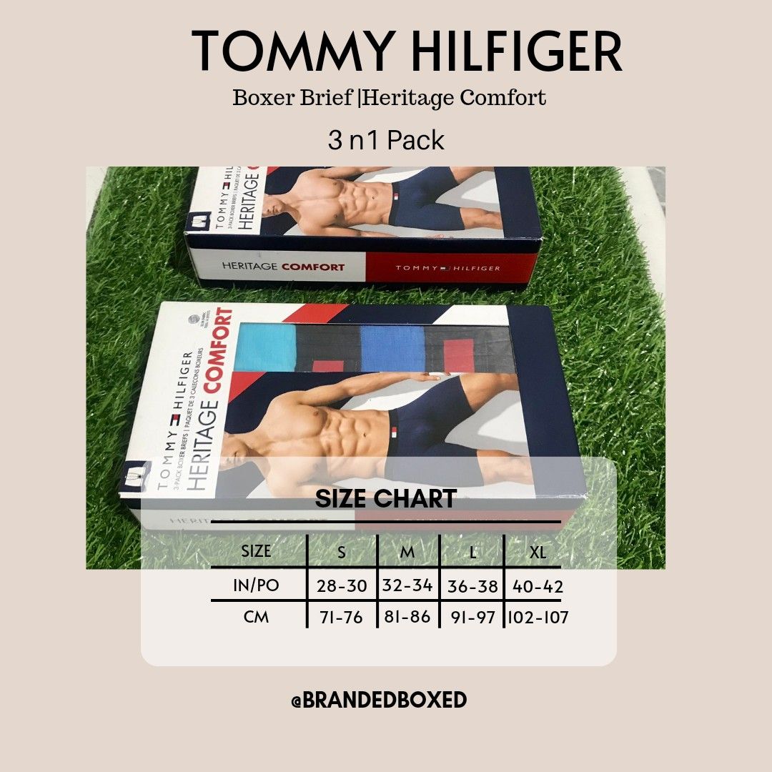 Authentic Tommy Hilfiger Boxer Briefs 3n1 Pack (Category: Underwear) located in Kalibo. Submitted by brandedboxedph (Listing ID 1387637280, Image 1). Description: 3 PACK TOMMY HILFIGER BOXER BRIEF Heritage Comfort fabric : Cotton Stretch o size MEDIUM - assorted waistband/assorted fabric 🇨🇦 Original/Authentic Items from Canada ONHAND Ready To Ship Location: Kalibo Aklan Fixed Price/Sf shouldered by buyer courier: J&T.