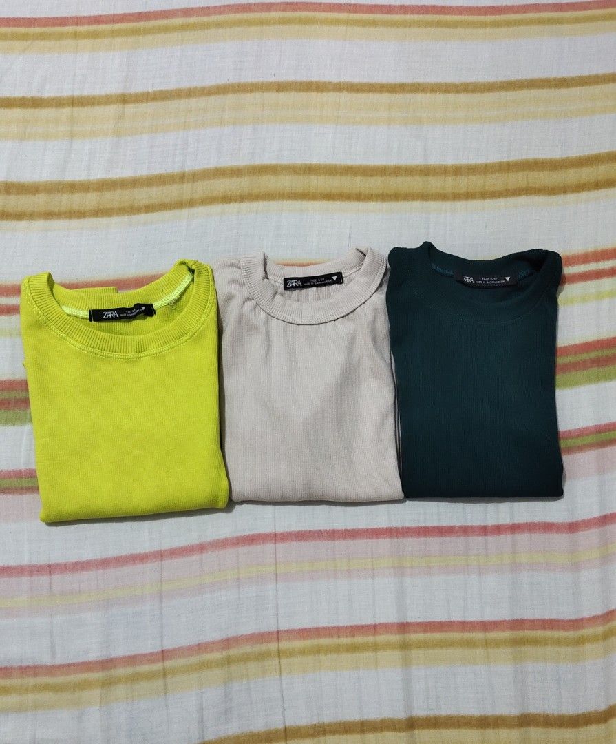 Bundle - Zara Ribbed Croptop (Category: Shirts) located in Manila. Submitted by maze.declutter (Listing ID 1388058276, Image 2). Description: - selling as bundle - freesize - solid color in actual.