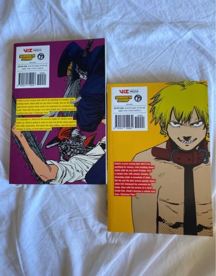 Chainsaw man manga volume 1 and volume 5 (Category: Comics & Manga) located in Cebu City. Submitted by nostalgiapancake (Listing ID 1388006049, Image 2). Description: ₱350!each, can give discount if buying both. originally bought from fullybooked Ayala Cebu RFS: decluttering no damages, like new DM me for more photos + inquiries. can meet up.