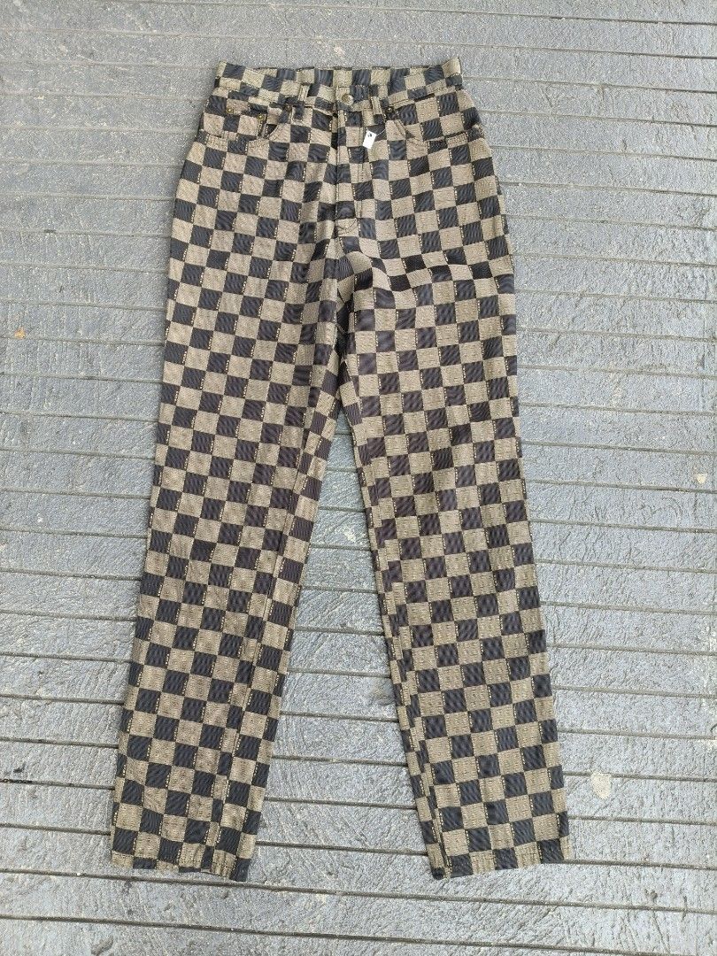 FENDI (Category: Other Bottoms) located in Manila. Submitted by thiftnloots (Listing ID 1388054607, Image 3). Description: FENDI Pants 42 Brown Block Check Logo Made in Italy Women's.