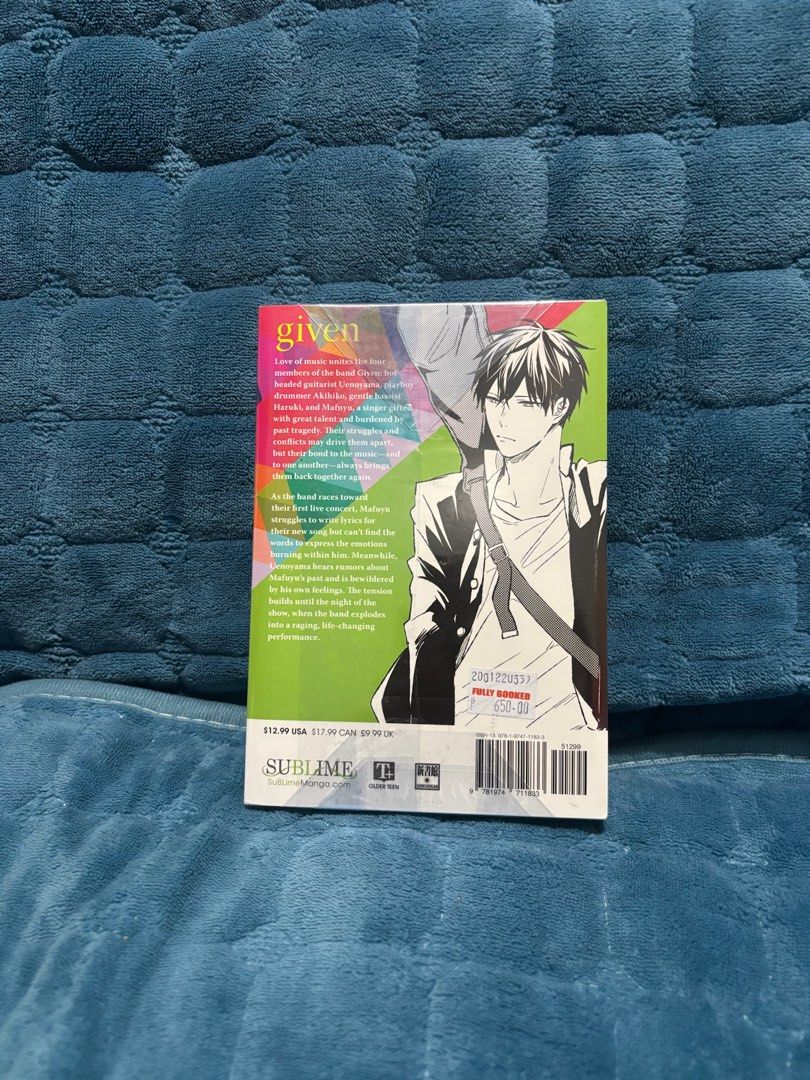 Given Vol. 2 Manga (Sealed, Brand New) (Category: Comics & Manga) located in Pasay City. Submitted by keijewel (Listing ID 1387988950, Image 2). Description: 🛍️Original price ₱650 📖 Official English manga – Vol. 2 of Given ✅ Still sealed, never opened ✅ BL title that’s harder to find, perfect for collectors 📌 STRICTLY PAYMENT FIRST LOC: Pasay City MOP: Gcash/Maya MOD: Lalamove.