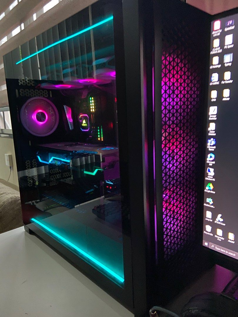 High End Gaming PC (Category: Desktops) located in Binan City. Submitted by techph2020 (Listing ID 1388030006, Image 3). Description: For Sale Only / Specs Below NEGOTIABLE SA MAAYOS KAUSAP ** No Parts Out ** AMD Ryzen 9 5900X MSI X570 Godlike AM4 MSI RTX 3080 Suprim X Seasonic Prime Platinum 1000W Sabrent Rocket 1TB Corsair Dominator 32GB (4x8GB) 3600MHz Corsair H150i Pro XT Corsair 5000D Corsair QL120 Fans Custom Cable Underglow LED strip. ** B