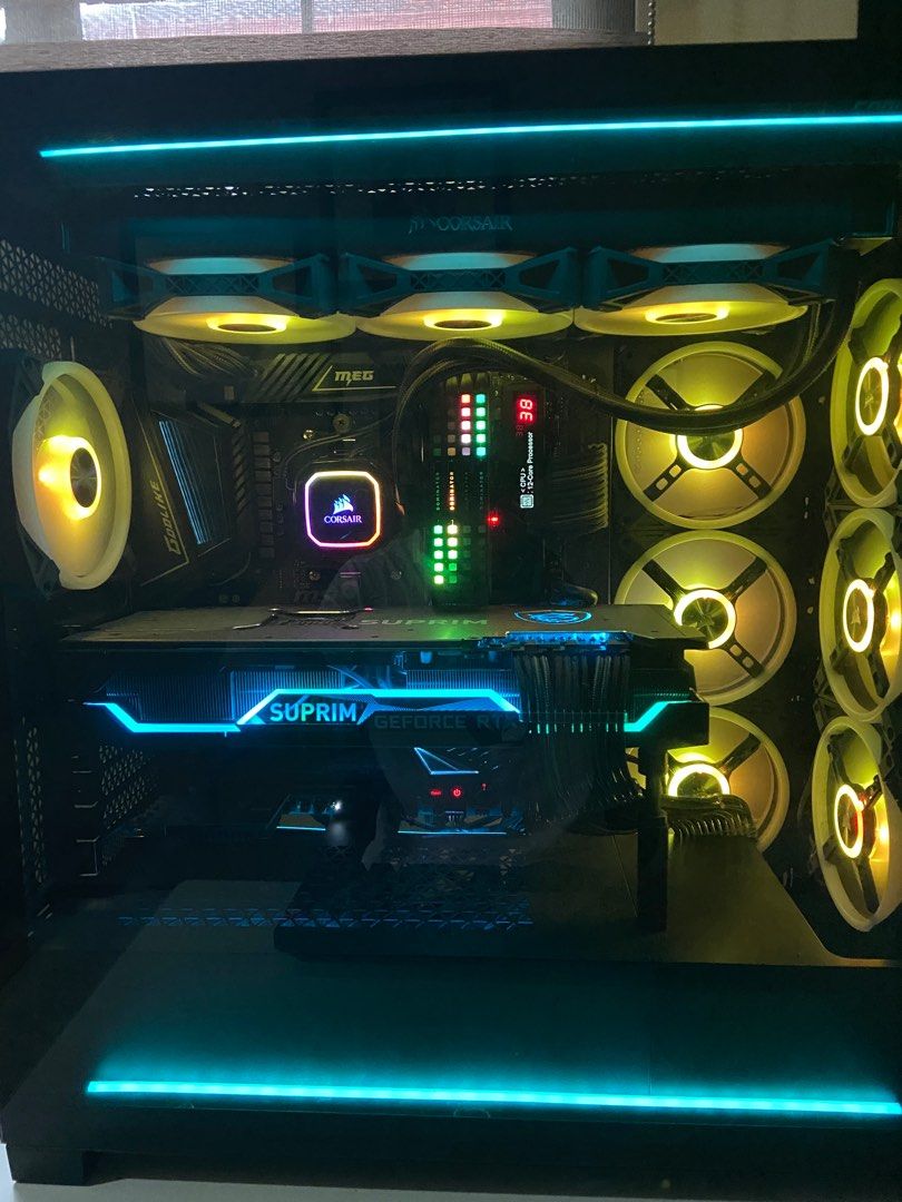 High End Gaming PC (Category: Desktops) located in Binan City. Submitted by techph2020 (Listing ID 1388030006, Image 1). Description: For Sale Only / Specs Below NEGOTIABLE SA MAAYOS KAUSAP ** No Parts Out ** AMD Ryzen 9 5900X MSI X570 Godlike AM4 MSI RTX 3080 Suprim X Seasonic Prime Platinum 1000W Sabrent Rocket 1TB Corsair Dominator 32GB (4x8GB) 3600MHz Corsair H150i Pro XT Corsair 5000D Corsair QL120 Fans Custom Cable Underglow LED strip. ** B