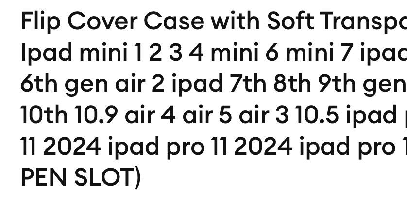 iPad flip cover case for 9.7 (Category: Cases & Sleeves) located in Quezon City. Submitted by rimaostwani (Listing ID 1388027887, Image 3). Description: Flip Cover Case with Soft Transparent Back for Ipad mini 1 2 3 4 mini 6 mini 7 ipad 11th 5th 9.7 6th gen air 2 ipad 7th 8th 9th gen 10.2 ipad 10th 10.9 air 4 air 5 air 3 10.5 ipad pro 13 ipad air 11 2024 ipad pro 11 2024 ipad pro 12.9 2020 (NO PEN SLOT).