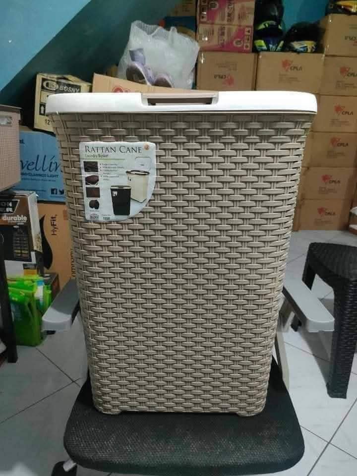Laundry Basket (Category: Storage Boxes & Baskets) located in Manila. Submitted by redonline (Listing ID 1387976463, Image 2). Description: Rattan Laundry Basket with Wheels ₱380 ON HAND BRAND NEW Mode of Payment: Gcash,COD Same day delivery + Delivery Fee.