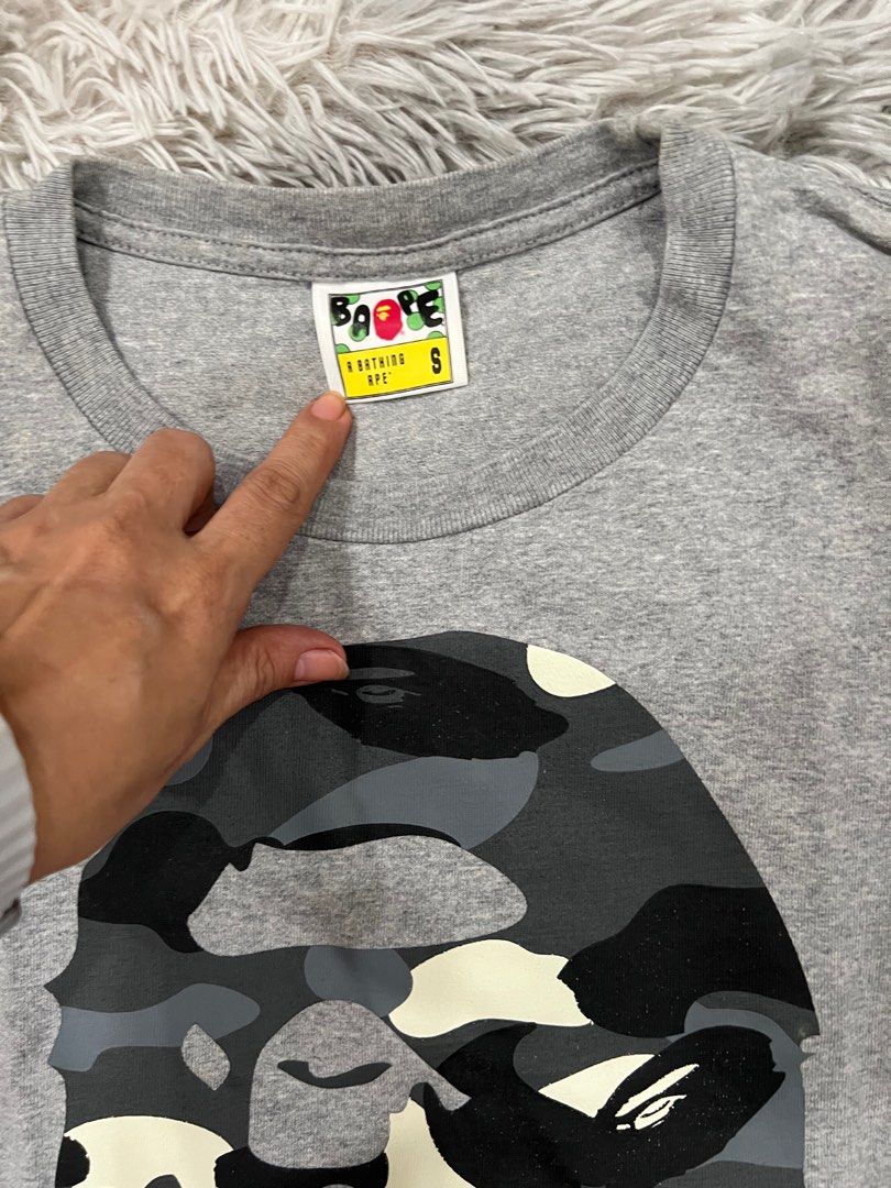 Original Bape (Bathing Ape) (Category: Tshirts & Polo Shirts ) located in Quezon City. Submitted by tangled8 (Listing ID 1387962562, Image 1). Description: Original Bape bought in Japan. Color gray measures 18"x22".