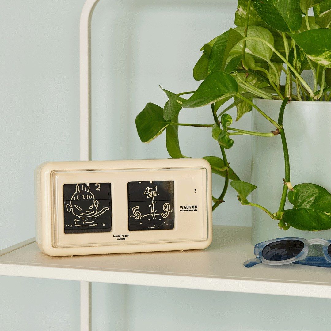 Pre-order / Yoshitomo Nara Walk On Flip Clock (Category: Clocks) located in San Antonio. Submitted by melodramaforever (Listing ID 1388029252, Image 3). Description: PRE-ORDER! Yoshitomo Nara Walk On Flip Clock This pre-order requires full payment. ETA to PH: 3-4 weeks upon ordering *Item ships from US Colors: Beige, Blue This cheeky 12-hour Walk On Flip Clock, a design by Yoshitomo Nara, features 84 original illustrations on the clock’s 24-hour 