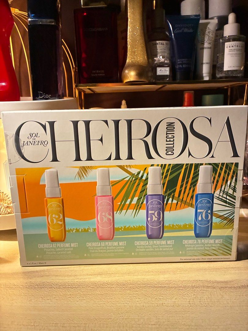Sol de Janeiro Cheirosa Perfume Set (Category: Fragrance & Deodorants) located in Manila. Submitted by karen_theshoppingqueen (Listing ID 1387960980, Image 2). Description: ONHAND AND ALWAYS READY TO SHIP‼️ Brand new and sealed✨ Limited Edition Cheirosa Perfume Set‼️ 30ml Cheirosa 62 30ml Cheirosa 68 30ml Cheirosa 59 30ml Cheirosa 76.