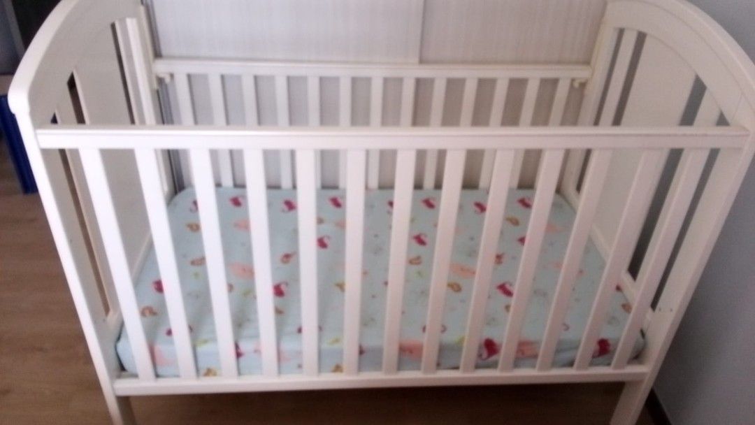 White Baby Cot with Wheels, Babies & Kids, Baby Nursery & Kids ...