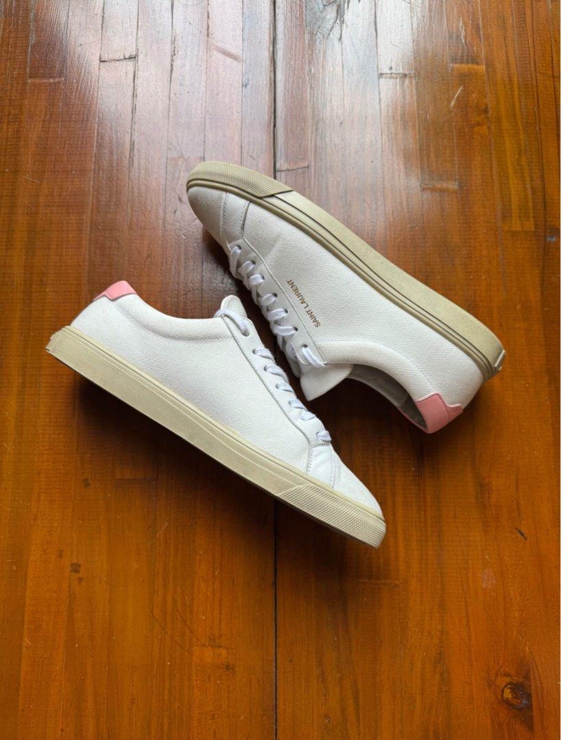YSL Andy Leather Trimmed Logo Pink (Category: Sneakers) located in Quezon City. Submitted by 2ole.purpose (Listing ID 1387954029, Image 1). Description: YSL Andy Leather Trimmed Logo Pink Size 39eu fits 6-7US/8-8.5wmns Used 9.5/10 condition Complete with box Has signs of usage and needs light cleaning SRP: 35k+ 8K Guaranteed Authentic. 📍Quezon City .