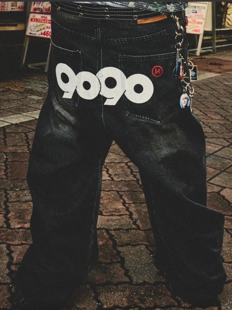 9090 OG Logo Painted Denim Pants リアルツリー 9090