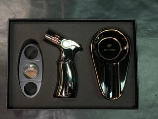 黑冰色雪茄打火機及配件三件禮盒套裝64220096649602110