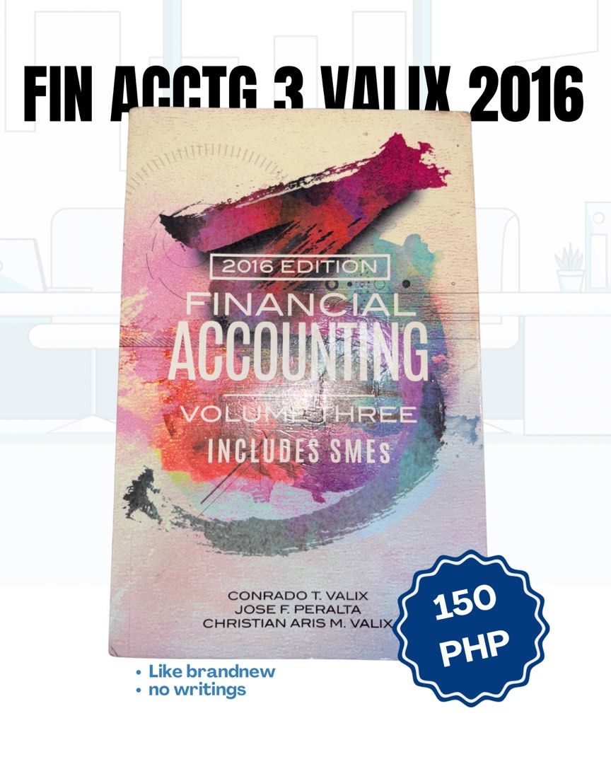 Accounting Books (Category: Textbooks) located in Manila. Submitted by paulaatien44498 (Listing ID 1388141604, Image 2). Description: 📚FOR SALE – Accounting & Law Books📚 RFS: Need funds 💸 ✨ ACCOUNTING BOOKS: 📖 Intermediate Accounting 1 – Valix (2021) – ₱150 SOLD 📖 Intermediate Accounting 2 – Valix (2021) – ₱150 SOLD 📖 Financial Accounting Vol. 2 – Valix (2016) – ₱150 📖 Financial Accounting Vol. 3 – Valix (2016) – ₱150 📖 Cost Accounting – 