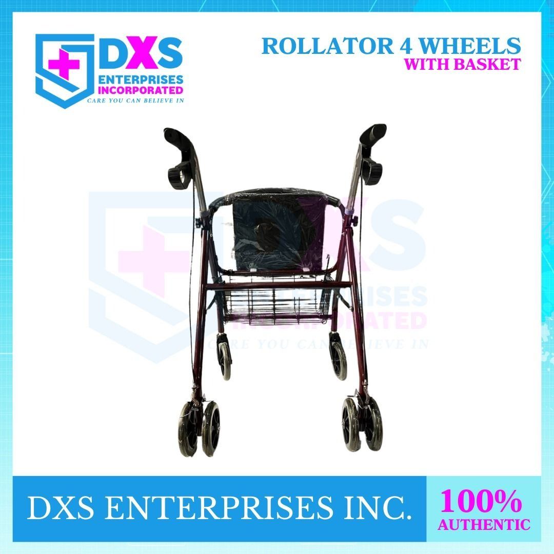 ADJUSTABLE ROLLATOR WALKER WITH CHAIR WHEELS (Category: Medical Supplies & Tools) located in Quezon City. Submitted by andrea_dxs (Listing ID 1388156317, Image 2). Description: ADJUSTABLE ROLLATOR WALKER WITH CHAIR WHEELS Features: -Provides assistance for walking and traveling specially for the elderly -Functions as a walker and lightweight wheelchair. -Includes a seamless padded seat and basket for holding items. -With padded backrest for added