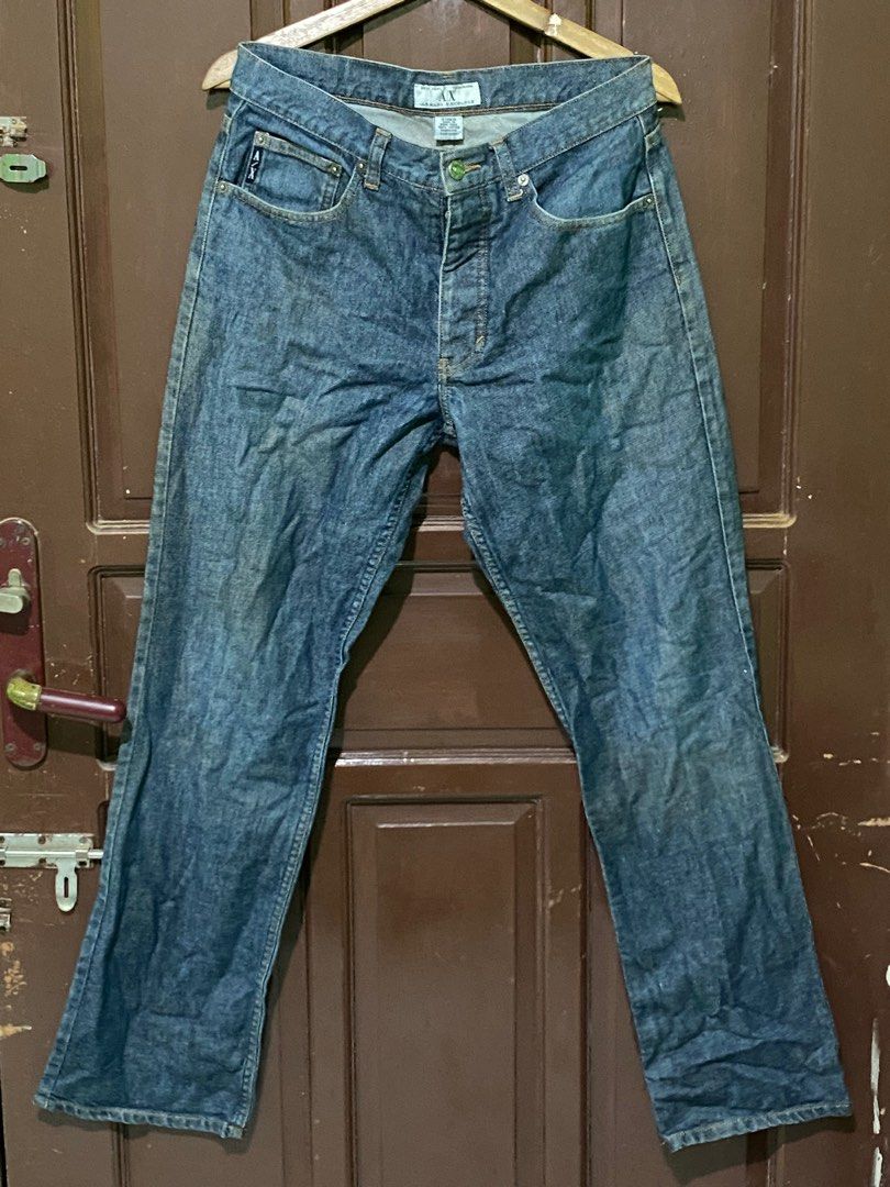 Armani Exchange Buttonfly Jeans (Category: Luxury Apparel) located in Bacolod City. Submitted by PSGTHRIFTIES (Listing ID 1388243402, Image 1). Description: Excellent condition to almost new Need wash only Size 31 on tag Dimensions: W:32 L:42.5 Leg opening:8.5 DM📩📩.