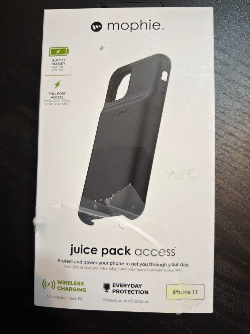 Battery case Mophie Juice pack access Case for iPhone 11 (Category: iPhone 11 Series) located in Manila. Submitted by ajmau (Listing ID 1388301651, Image 3). Description: Retails for $69.00 CAD Complete with box, type c charging, with wireless charging case. Rfs: decluttering Item available Aug 31st onwards. .