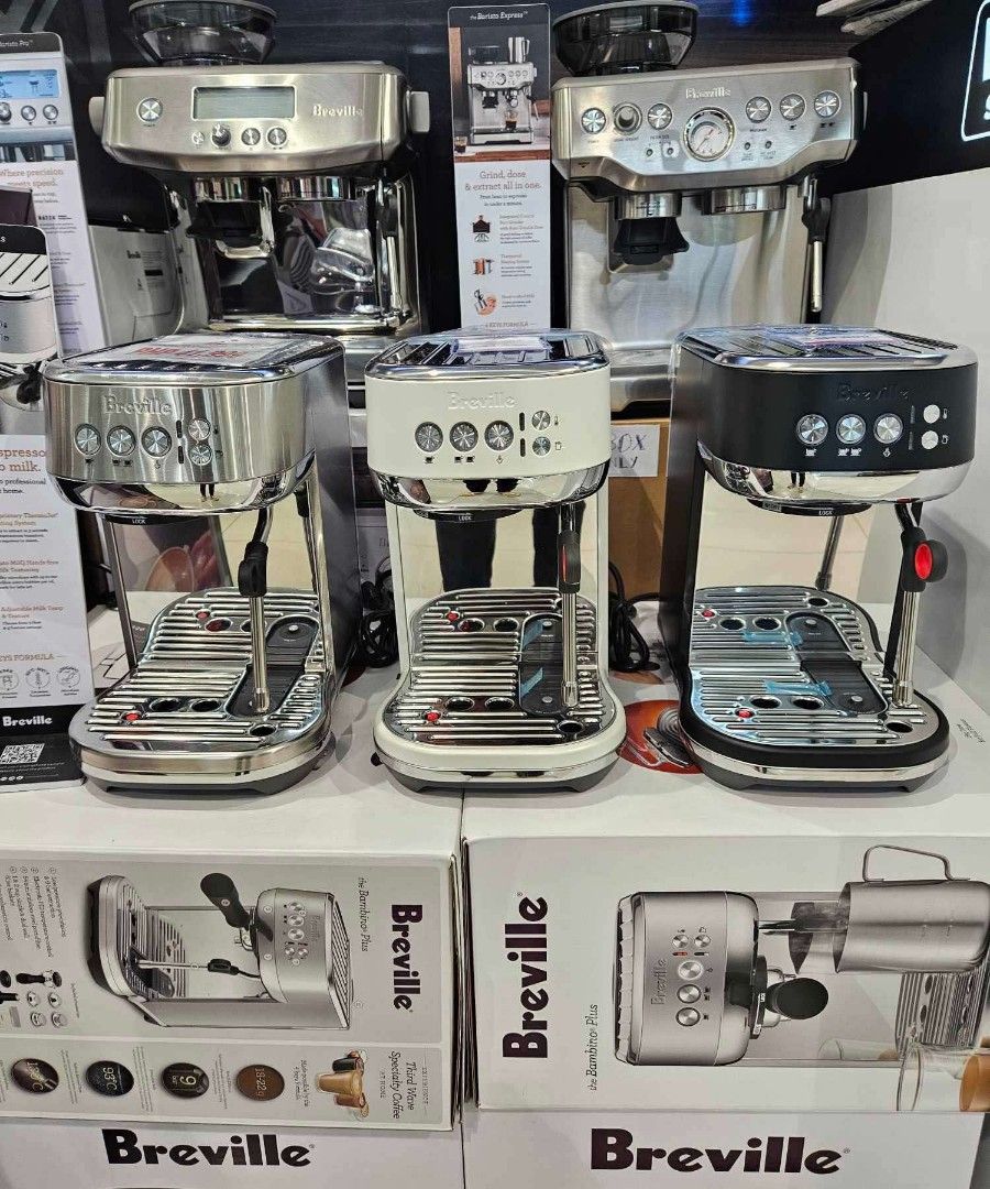 BREVILLE ESPRESSO COFFEE MAKER AND COFFEE MACHINE (Category: Coffee Machines & Makers) located in Manila. Submitted by chuck_claros (Listing ID 1388241089, Image 1). Description: BREVILLE ESPRESSO COFFEE MAKER AND COFFEE MACHINE THE BARISTA EXPRESS/TOUCH ☑️BRAND NEW FACTORY SEALED UNIT WITH OFFICIAL SALES INVOICE AND WARRANTY 🔻SALE!!! SALE!!! SALE!!!🔻 🔻!!! DISCOUNTED PRICE !!!🔻 ◽(COFFEE MACHINE) BES870 - SALE PRICE - 44,690 (SILVER) BES876BTR