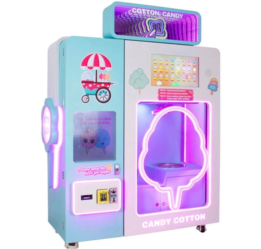 COTTON CANDY VENDING MACHINE (Category: Office & Business Technology) located in San Pablo. Submitted by vennisa.sportssupplies (Listing ID 1388134555, Image 3). Description: AUTOMATIC COTTON CANDY FLOSS MACHINE PRE ORDER PLEASE EXPECT 30 TO 45 DAYS DELAY BEFORE THE DELIVERY DATE -With Bill/Coin/Card slot Machine Specification: ✅Condition: New ✅Origin: Mainland China ✅Type: Vending Machines ✅Dimension: 1500*680*2105mm ✅Power: 400-1400w ✅After-sal