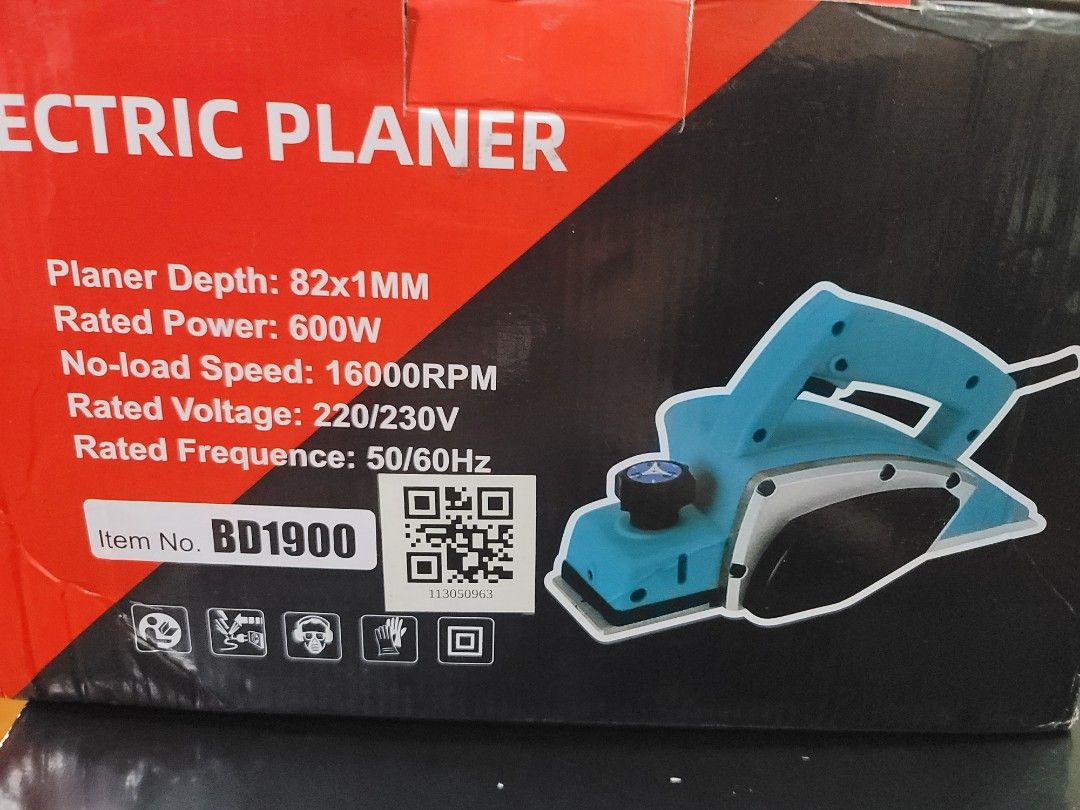 Electric Planer (Category: Construction Tools & Equipment) located in Manila. Submitted by liezle7 (Listing ID 1388166227, Image 1). Description: Electric Planer - Planer Depth : 82x1MM - Rated Power : 600W - No-Load Speed : 16000RPM - Rated Voltage : 220/230V - Rated Frequence : 50/60Hz Paunahan nalang po.