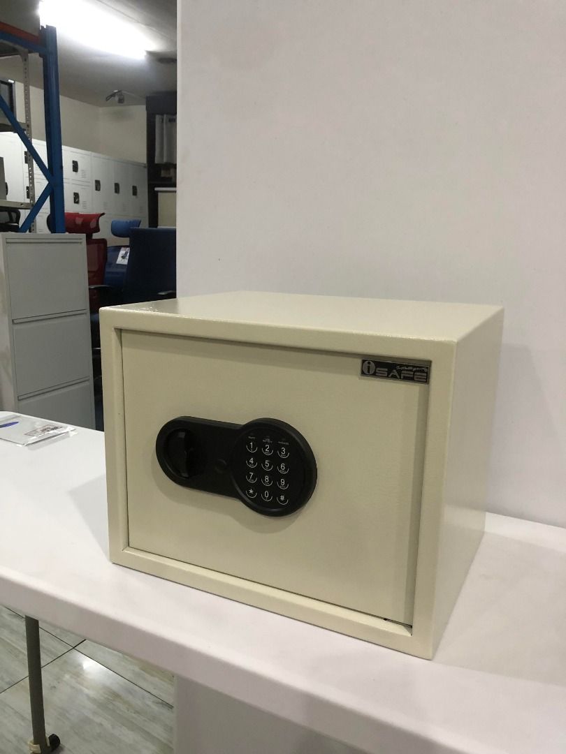 iSAFE™ iSFN-30 Electronic Digital Safe (Category: Safe) located in Taguig. Submitted by costuless.taguig (Listing ID 1348045010, Image 2). Description: Item Code: iSFN-30 SALE PRICE: ₱3,399.00 Note: Price may change without prior notice. iSAFE™ Electronic Digital Safe ♡ Colors: Beige & Black ♡ Size: H30 x W38 x D30cm ♡ Material: Steel ♡ Simple keypad interface ♡ One-touch re-set button inside safe ♡ Time out period: After 3 attempts ♡ Pre drilled