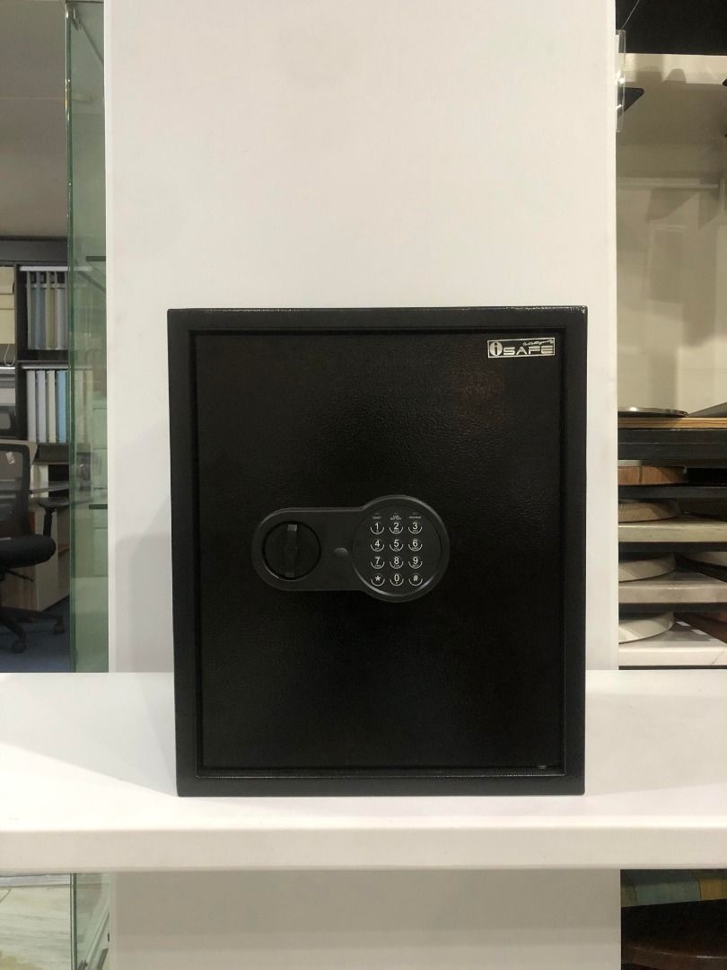 iSAFE™ iSFN-46 Electronic Digital Safe (Category: Safe) located in Taguig. Submitted by costuless.taguig (Listing ID 1348046351, Image 2). Description: Item Code: iSFN-46BLK SALE PRICE: ₱4,499.00 Note: Price may change without prior notice. iSAFE™ Electronic Digital Safe ♡ Color: Black ♡ Size: H45 x W38 x D31cm (Extra large size) ♡ Material: Steel ♡ Simple keypad interface ♡ One-touch re-set button inside safe ♡ Time out period: After 3 attempts 