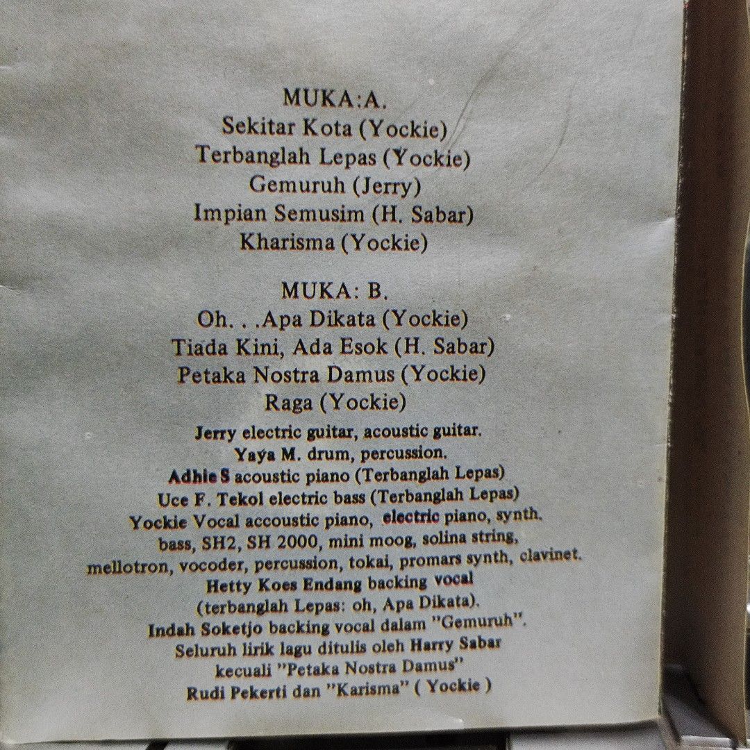 Kaset Pita - Yockie Suryo Prayogo - Terbanglah Lepas - Radio Tape