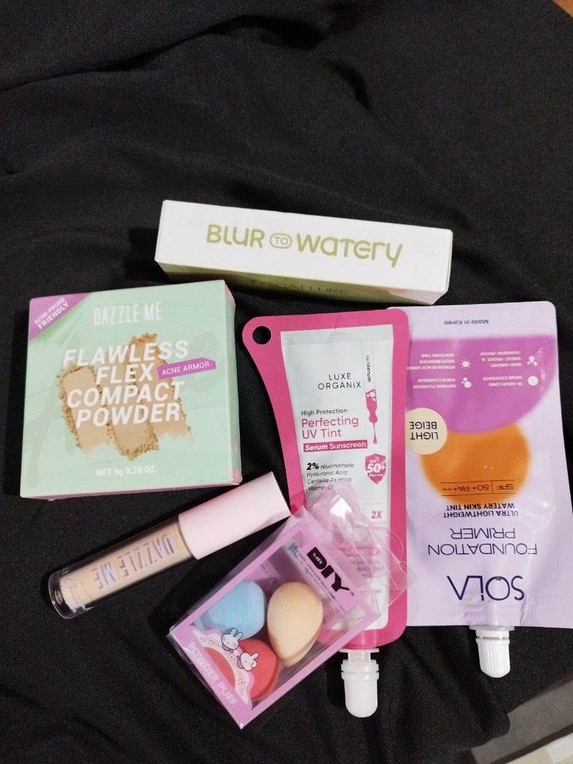 Make Up Bundle (Category: Makeup) located in Pasay City. Submitted by awesomedoxie (Listing ID 1383267042, Image 1). Description: with free mini sponges see photos for references, as you can see almost new sya, never into make up lang. just for an occasion..