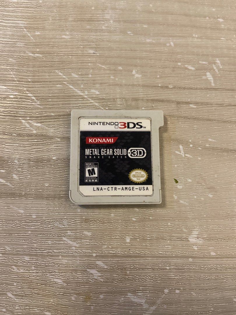 Metal Gear Solid 3D Snake Eater (Nintendo 3DS) Cart Only (Category: Nintendo) located in Manila. Submitted by lezzhiedeals (Listing ID 1388238564, Image 1). Description: Buy your own will “As is where is” Strictly manage your expectation, hindi ko po siya natest mismo since wala akong nintendo 3DS pero based sa supplier ko working daw yan. Location: Santa Mesa, Manila Shipping: Lalamove/ JNT/ LBC - can do unli test/video call This is untested — n