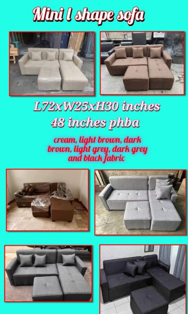 Mini l shape sofa (Category: Sofas) located in San Juan City. Submitted by mhengchini24921 (Listing ID 1388301961, Image 1). Description: All item is brand new.. Cod.. Same day delivery.. Free assemble.. Delivery fee thru lalamove rate.. Kindly pm or call 0 9 5 6 2 2 1 7 2 5 5 0 9 6 0 5 4 5 2 8 4 5.