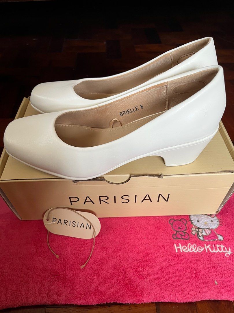 PARISIAN BRIELLE WHITE SHOES SIZE 8 (Category: Heels) located in Marikina City. Submitted by melaspreloved (Listing ID 1388182324, Image 3). Description: PARISIAN BRIELLE SHOES 👠 Size 8 (24.5cm, Euro 38 sa box) 2x lang nagamit during board exam Good as new, may basbas na rin ✨🙌🏻😂 Perfect sa duty, capping&pinning, or gala unif SALE PRICE: ₱600 nalang po Complete with box and tag RFS: Size 7 talaga me, naubusan ako ng size kaya napilitan mag si