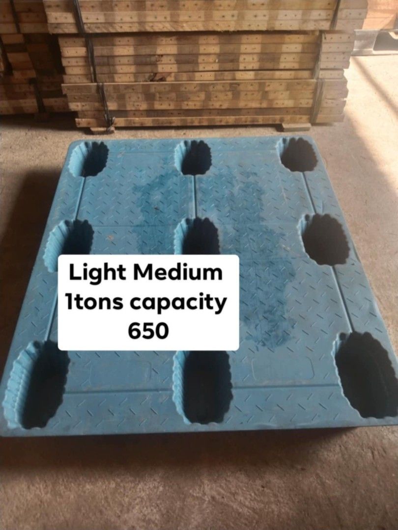 Plastic pallet second hand (Category: Construction & Building Materials) located in Valenzuela. Submitted by lizamachad65865 (Listing ID 1388288984, Image 2). Description: plastic pallet all standard sizes available Heavy-duty 100x120x15cm for 5 tons capacity Medium 100x120x15 or 110x110x15cm for 2 tons capacity Light duty 100x120x12cm or 110x110x12cm for 1 tons capacity for those interested kindly PM US!! FB page pallet vindors.