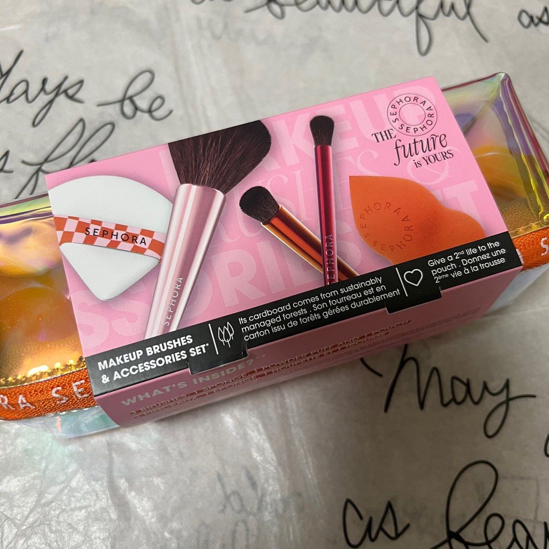 Sephora Makeup Brushes and Accessories Set (Category: Makeup) located in Rizal. Submitted by msclassy (Listing ID 1388252288, Image 2). Description: ✅ Selling super low, SRP @ ₱2,390 ✅ Includes: - Pouch - Powder Brush - Crease Brush - Eyeshadow Brush - Makeup Sponge - Powder Puff.