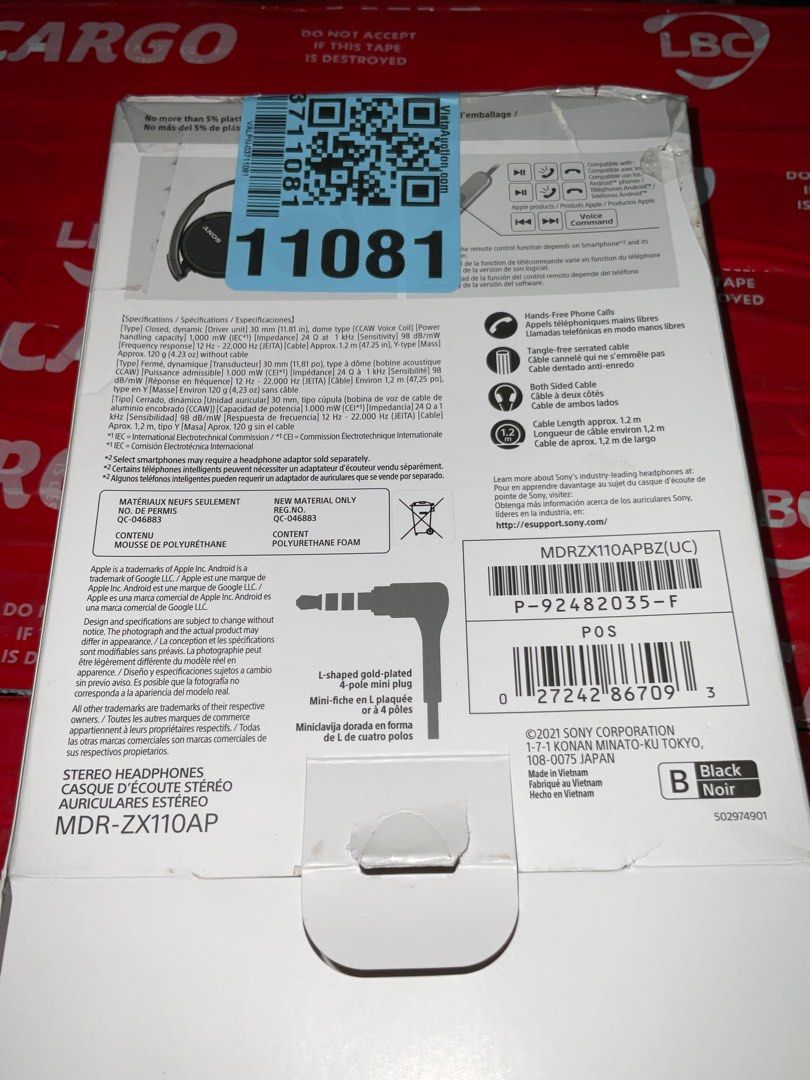 Sony MDR- ZX110AP (Category: Headphones & Headsets) located in Manila. Submitted by 2025.gadgetspot (Listing ID 1388163037, Image 2). Description: authentic from Sony US, this version is unsealed, opened only for testing but never been used. -cheaper than the sealed version but still the same product itself. - dust lang yung nasa picture but overall no issue. pm if interested. .