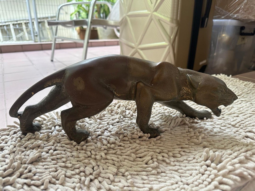 Figurine Clock Bronze Effect 2 Cats