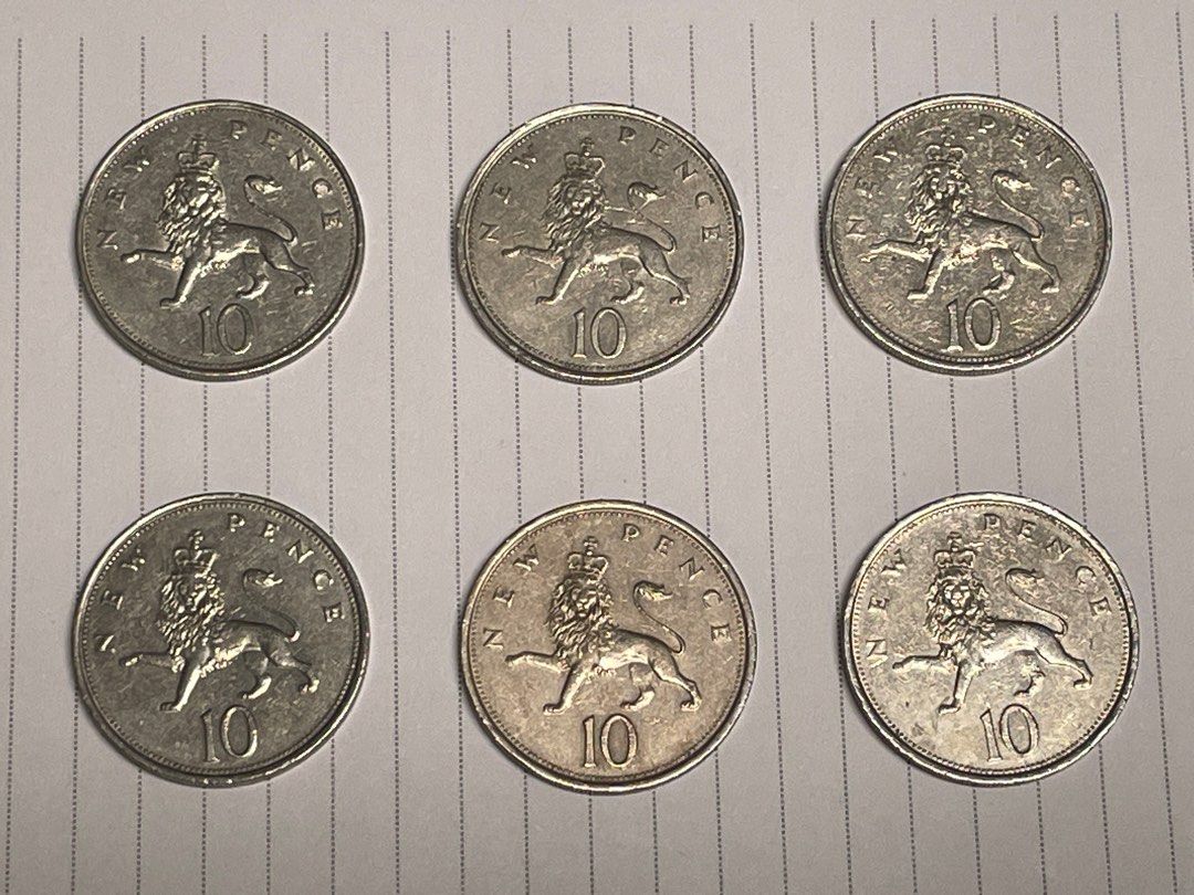英國舊硬幣10p 6 個不同年份6個共$30 UK coins 10p 6 different years (withdrawn from  circulation), 興趣及遊戲, 收藏品及紀念品, 錢幣- Carousell