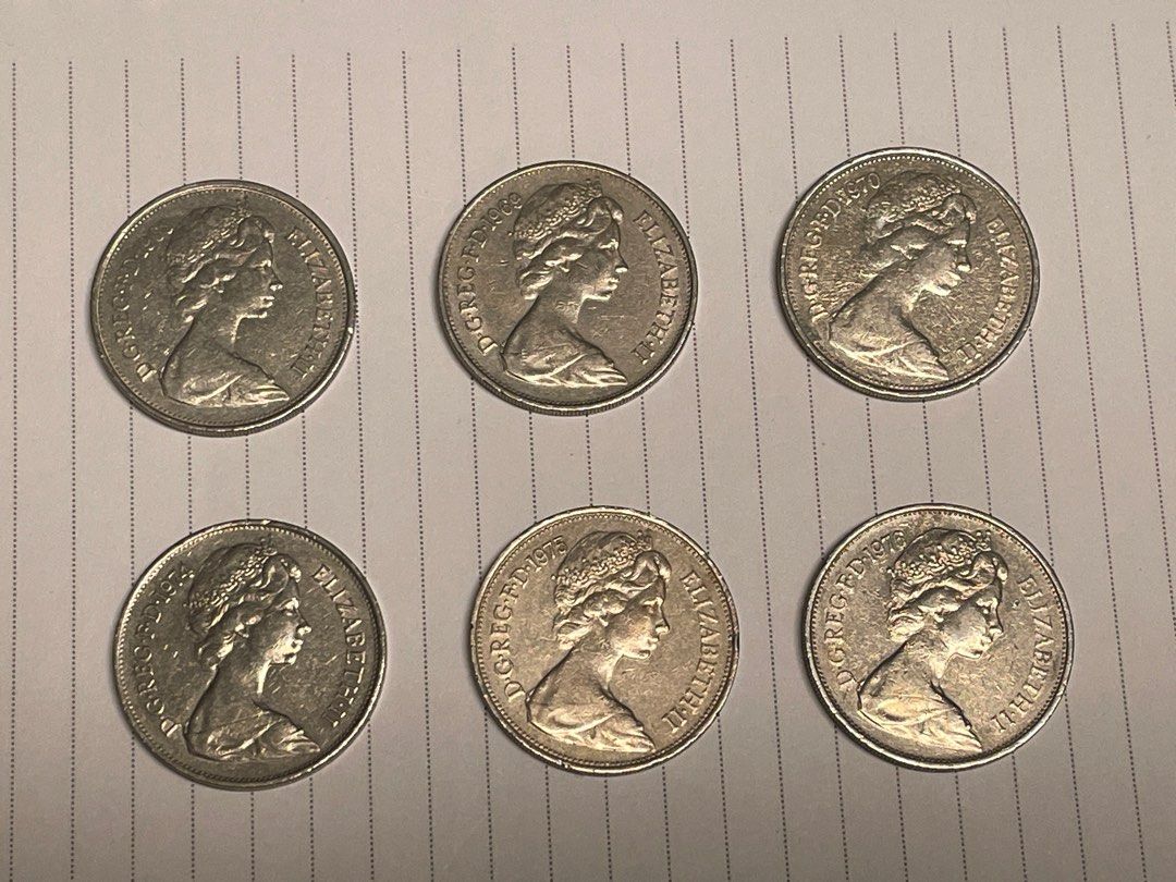英國舊硬幣10p 6 個不同年份6個共$30 UK coins 10p 6 different years (withdrawn from  circulation), 興趣及遊戲, 收藏品及紀念品, 錢幣- Carousell