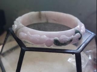 Spring Color Jadeite Bangle Carved Buckle Jade Bracelet64236133240578110