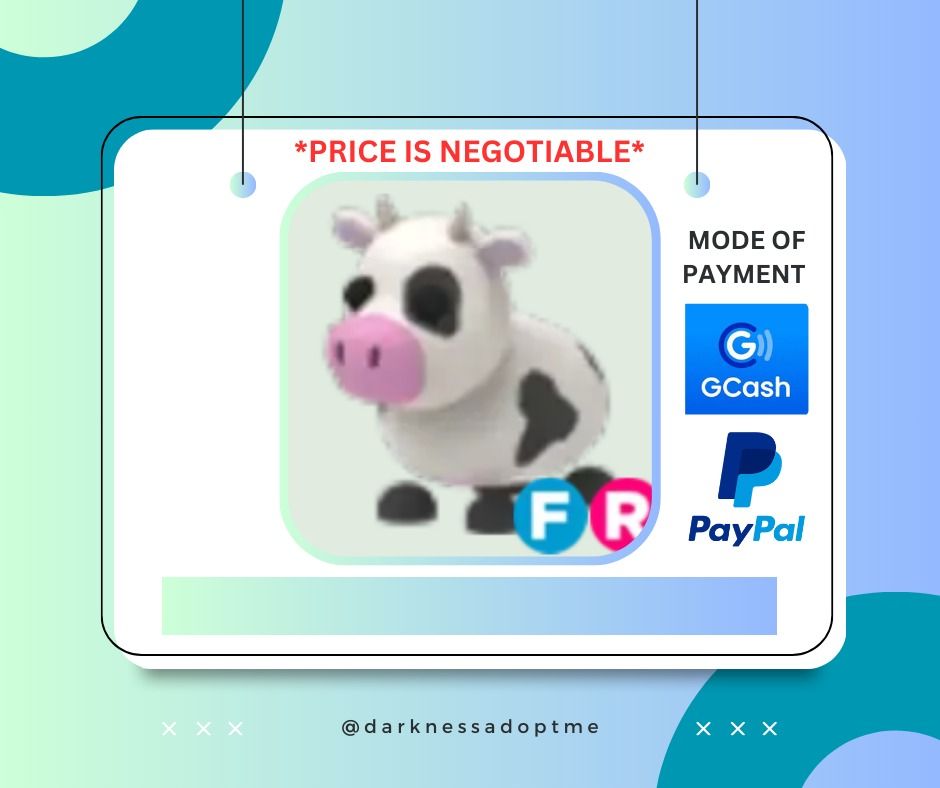 ADOPT ME | FLY RIDE FR COW | ROBLOX (Category: In-Game Products) located in Manila. Submitted by lincolnadoptme (Listing ID 1388350450, Image 1). Description: STRICTLY PAYMENT FIRST. WILLING TO MEET IN GAME. NO RESERVATION. OPEN FOR PRE-ORDERS MODE OF PAYMENT: GCASH/BANK TRANSFER/PAYPAL .