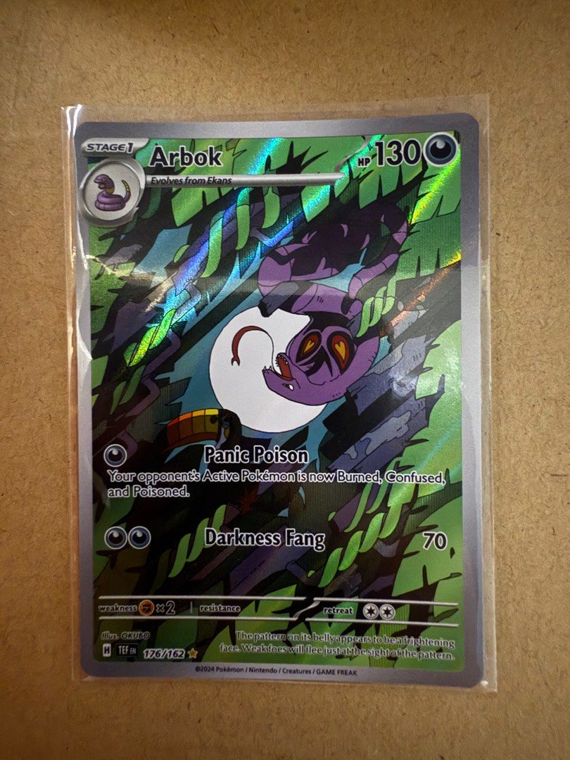 Arbok #176 - Full Art IR (Category: Raw Singles) located in Pasig City. Submitted by chaosharbinger (Listing ID 1388492810, Image 3). Description: Arbok #176 - Full Art IR - from Temporal Forces - fresh pull - unwanted hit - negotiable price.