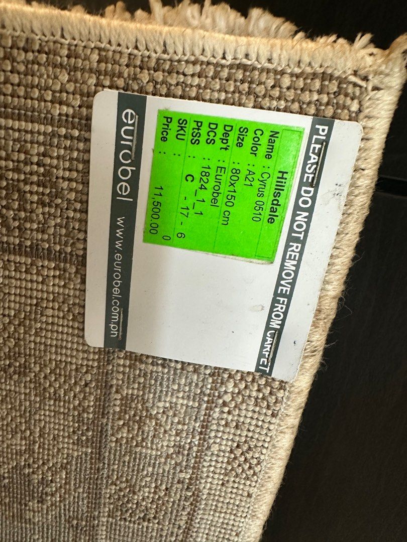 Carpet from Eurobel (Category: Carpets, Mats & Flooring) located in Valenzuela. Submitted by jaylight (Listing ID 1388313091, Image 3). Description: RFS: Declutterring Item has been rarely used. Carpet was bought from Eurobel. Good for foyer or hallways. .