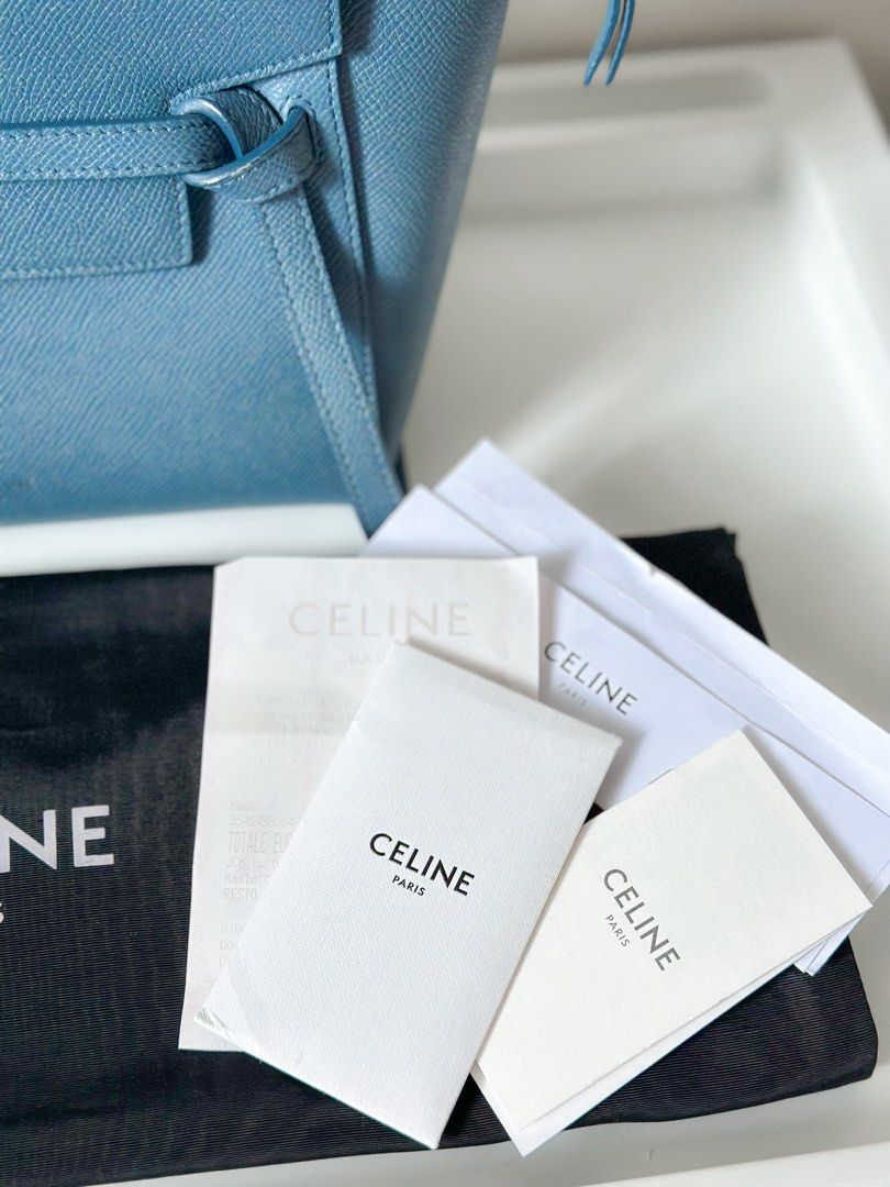Celine Beltbag Nano (Category: Luxury Bags & Wallets) located in Taguig. Submitted by jrsurposa (Listing ID 1388328187, Image 3). Description: FOR SALE: Celine Beltbag Size: Nano Color: Slate Blue With dustbag, strap, receipt, booklet.