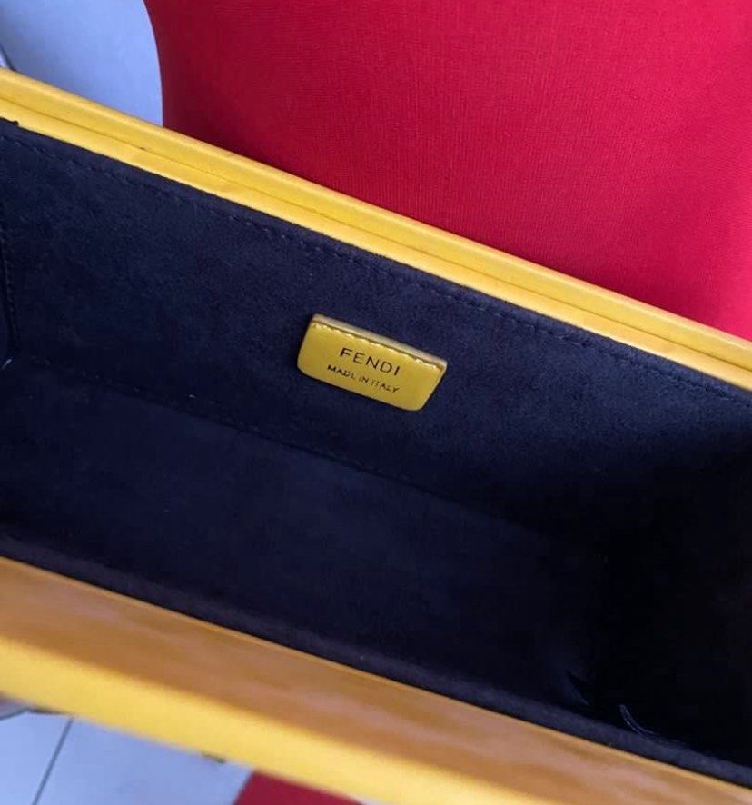 Fendi Roma Horizontal Leather Box Bag (Category: Luxury Bags & Wallets) located in Makati City. Submitted by celebrityauctions (Listing ID 1388465848, Image 2). Description: Description From the Fendi Street Style collection, this unique box style Fendi shoulder bag will be a unique addition to your closet! The iconic yellow and black combination and boxy design style will have heads turning your way. Crafted in smooth leather and featuring a lea