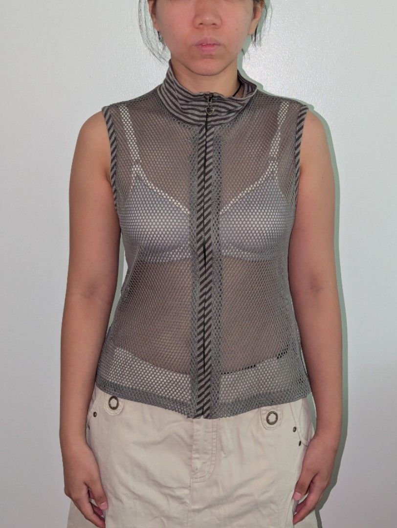 Xanadu Green Gray See Through Top (Category: Sleeveless) located in Los Banos. Submitted by heavens3nt (Listing ID 1388417387, Image 1). Description: - soooo cvnt - moss, grayish green in real life - helpful tags: office siren, corpcore, ibiza, party girl, 90s chic.