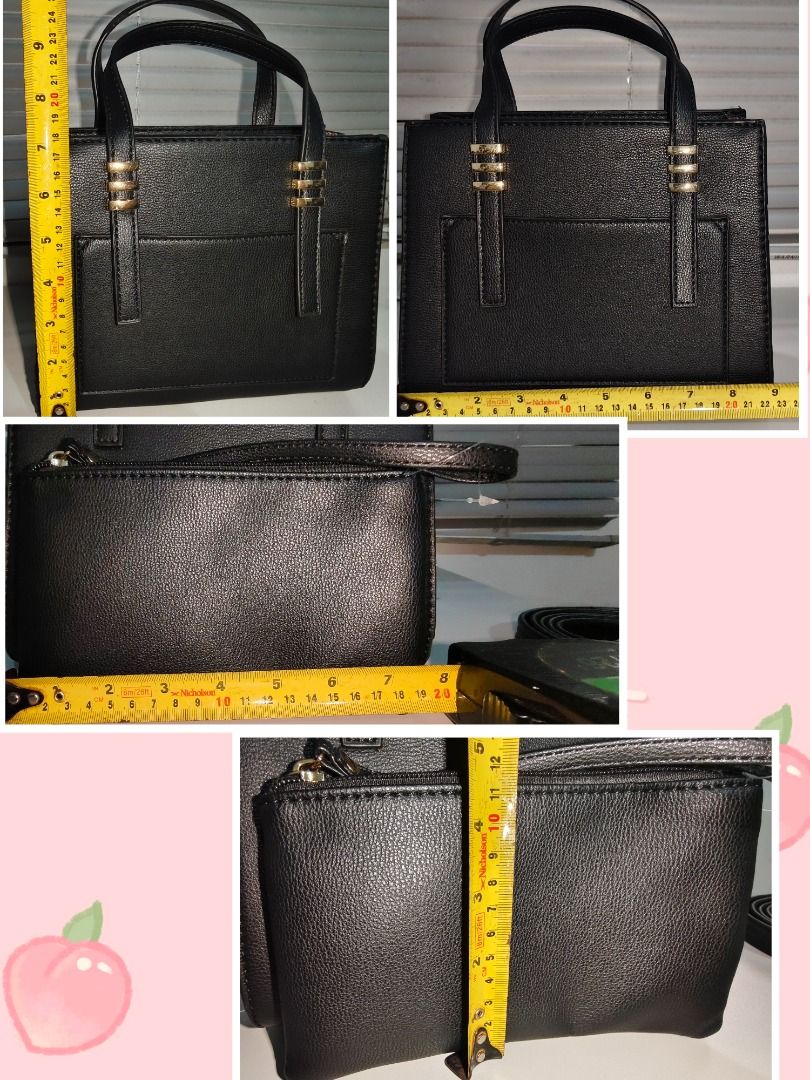 La Terre CrossBody/Hand Black Bag (Category: Cross-body Bags) located in Rizal. Submitted by ZhangYisha (Listing ID 1388310366, Image 2). Description: Yung sizes ng bag asa picture. Yung flaws din ng bag asa picture. Yung flaws ng bag asa labas lng barely noticeable unless hahawakan mo talaga at tititigan. Never been used actually. No damages inside at sa hardware. May kasama ng pouch sa loob. .