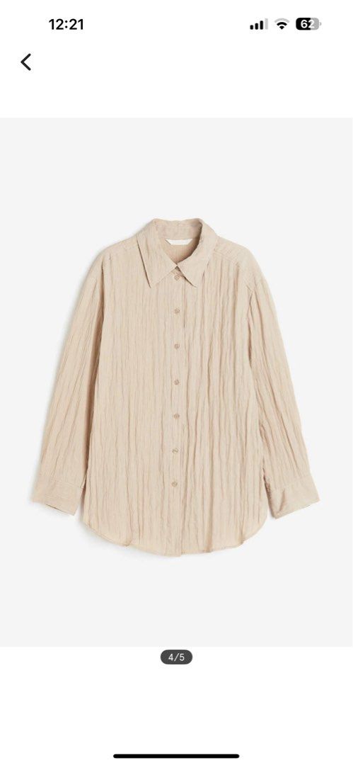 HM Crinkled Shirt Nude S (Category: Blouses) located in Marikina City. Submitted by acbwee (Listing ID 1388340465, Image 1). Description: Used twice.