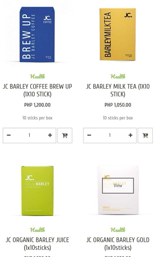 JC PREMIERE ORGANIC BARLEY (Category: Health Food, Drinks & Tonics) located in Pasig City. Submitted by watchguylover (Listing ID 1388476930, Image 1). Description: RESELLERS/DISTRIBUTORS ARE WELCOME! Organic barley provides significant health benefits due to its rich content of fiber, vitamins, minerals, and antioxidants. Its benefits include supporting digestive health, regulating blood sugar and blood pressure, reducing the risk of chronic dis