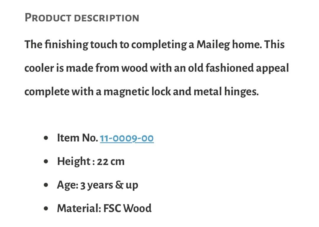 Maileg Miniature Cooler (Category: Designer & Blind Box Toys) located in Taguig. Submitted by happyfinds16 (Listing ID 1388393724, Image 3). Description: Maileg Miniature Cooler Item Number 11-0009 material: fsc wood color: cream.