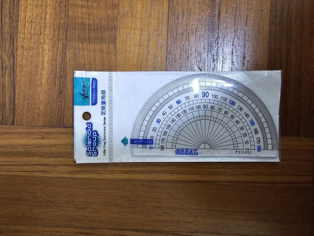 Math Protractor (Category: Craft Supplies & Tools) located in Singapore. Submitted by seulgiibear (Listing ID 1388485741, Image 1). Description: Brand new protractor. Comes in original packaging..